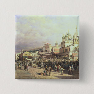 Bóton Quadrado 5.08cm Mercado em Nishny, Novgorod, 1872