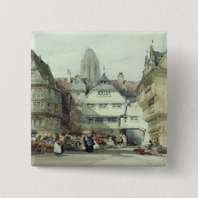 Bóton Quadrado 5.08cm Mercado, Francoforte (Frente)