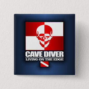 Bóton Quadrado 5.08cm Mergulhador De Cavernas - Vivendo Na Borda