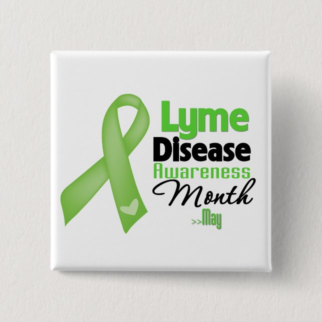 Bóton Quadrado 5.08cm Mês da consciência da doença de Lyme (Frente)