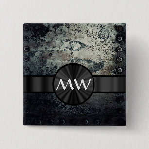 Bóton Quadrado 5.08cm Metal oxidado Monogrammed