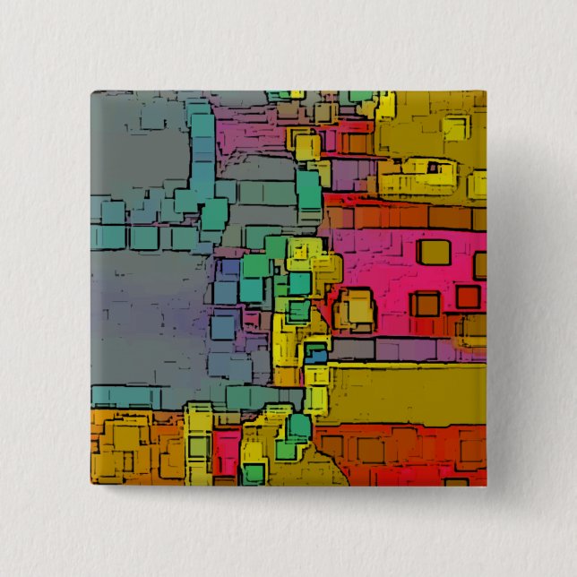 Bóton Quadrado 5.08cm "Metrô" Arte Geométrica (Frente)