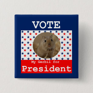 Bóton Quadrado 5.08cm Meu Gerbil é o Presidente Pin Quadrado