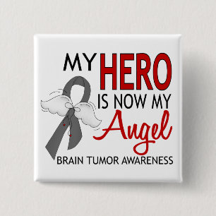 Bóton Quadrado 5.08cm Meu herói é meu tumor cerebral do anjo