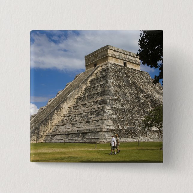 Bóton Quadrado 5.08cm México, Quintana Roo, perto de Cancun, Chichen 6 (Frente)