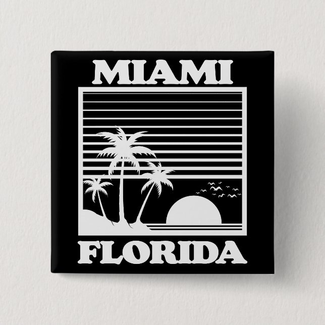 Bóton Quadrado 5.08cm Miami, Flórida (Frente)
