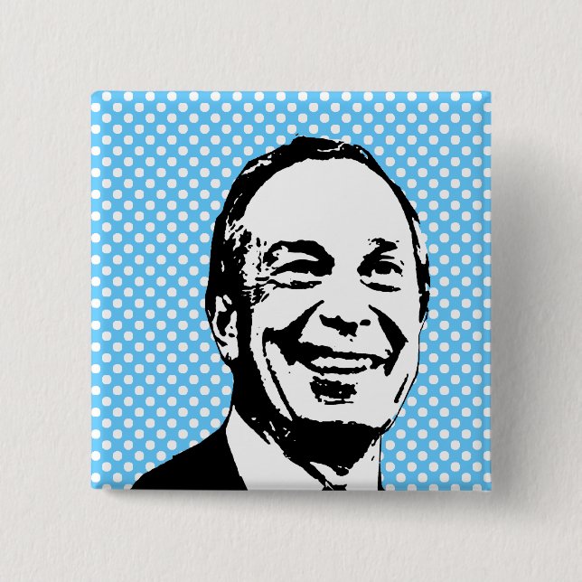Bóton Quadrado 5.08cm Michael Bloomberg (Frente)