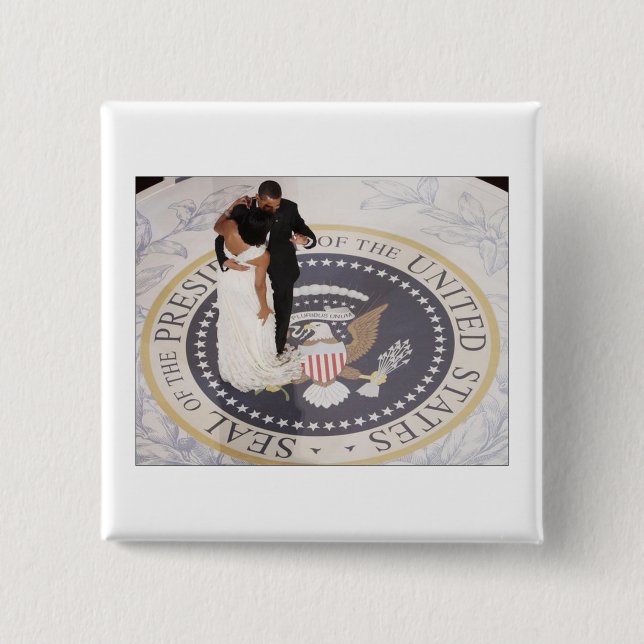 Bóton Quadrado 5.08cm Michelle e Barack Obama (Frente)