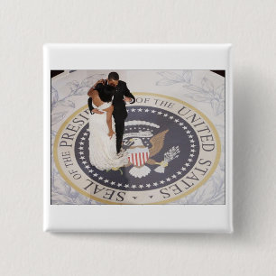 Bóton Quadrado 5.08cm Michelle e Barack Obama