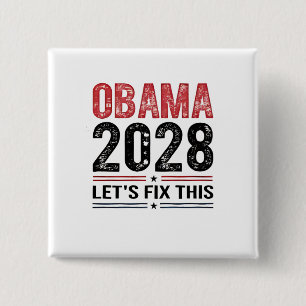 Bóton Quadrado 5.08cm Michelle Obama para o Presidente Obama 2028