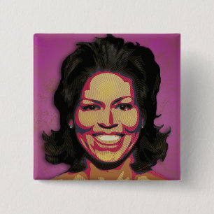 Bóton Quadrado 5.08cm Michelle Obama - primeira senhora