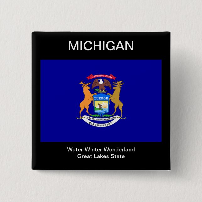 Bóton Quadrado 5.08cm Michigan Flag (Frente)