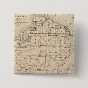 Bóton Quadrado 5.08cm Michigan mostrando linhas de contorno