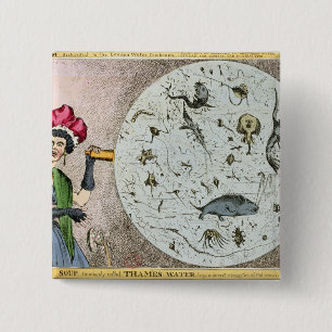 Bóton Quadrado 5.08cm Microcosmo dedicado à água de Londres