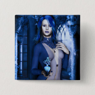 Bóton Quadrado 5.08cm Midnight Blue Goth Witch Fantasy