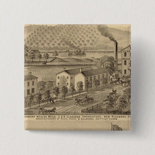 Bóton Quadrado 5.08cm Milhas de Clermont Woolen (Frente)