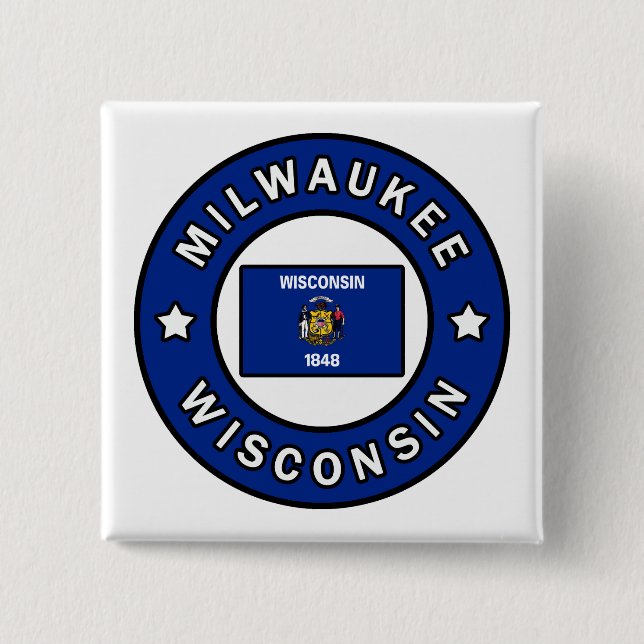 Bóton Quadrado 5.08cm Milwaukee Wisconsin (Frente)