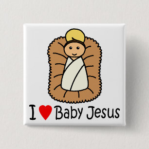 Bóton Quadrado 5.08cm Mim bebê Jesus do coração (amor)