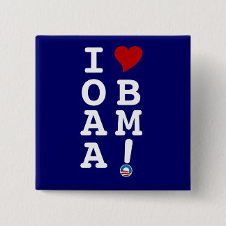 Bóton Quadrado 5.08cm MIM botão de OBAMA do CORAÇÃO
