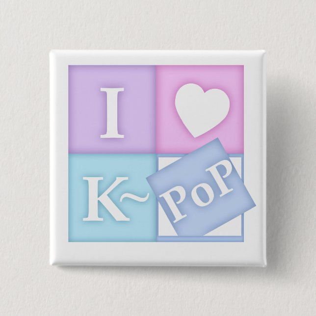 Bóton Quadrado 5.08cm Mim coração K~Pop (Frente)
