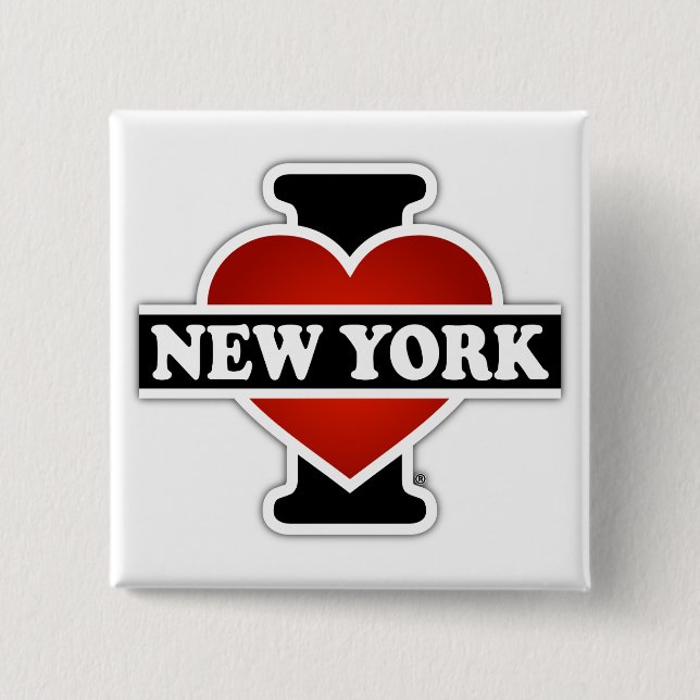 Bóton Quadrado 5.08cm Mim coração New York (Frente)