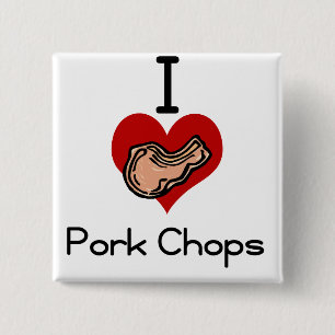 Bóton Quadrado 5.08cm Mim costeleta de carne de porco do amor-coração