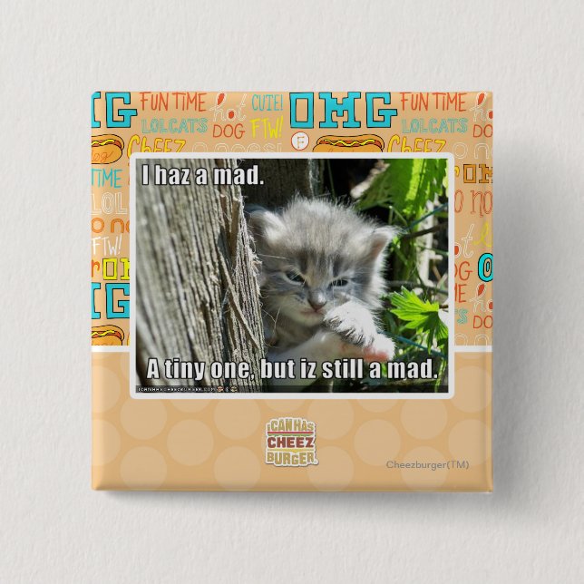 Bóton Quadrado 5.08cm Mim haz um louco (Frente)