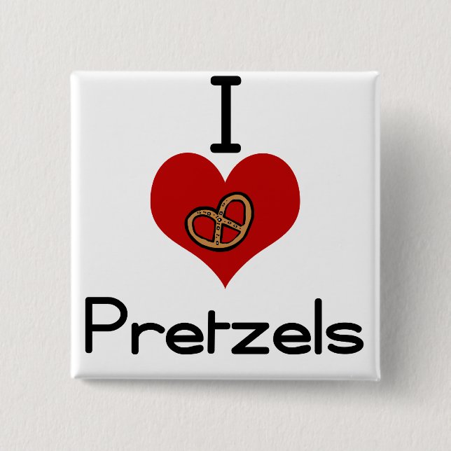 Bóton Quadrado 5.08cm Mim pretzel do amor-coração (Frente)