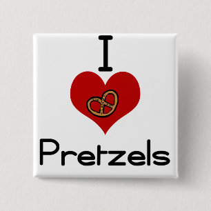 Bóton Quadrado 5.08cm Mim pretzel do amor-coração