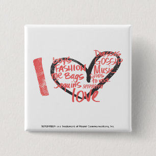 Bóton Quadrado 5.08cm Mim rosa dos grafites do coração