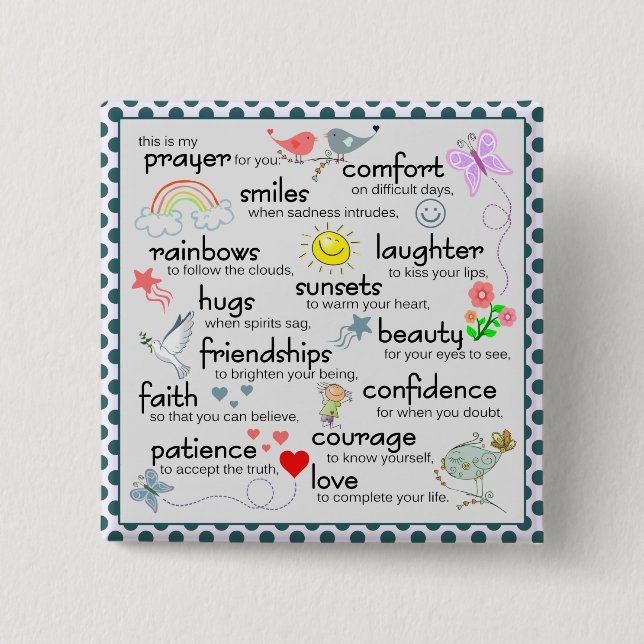 Bóton Quadrado 5.08cm Minha Oração Por Você (Frente)