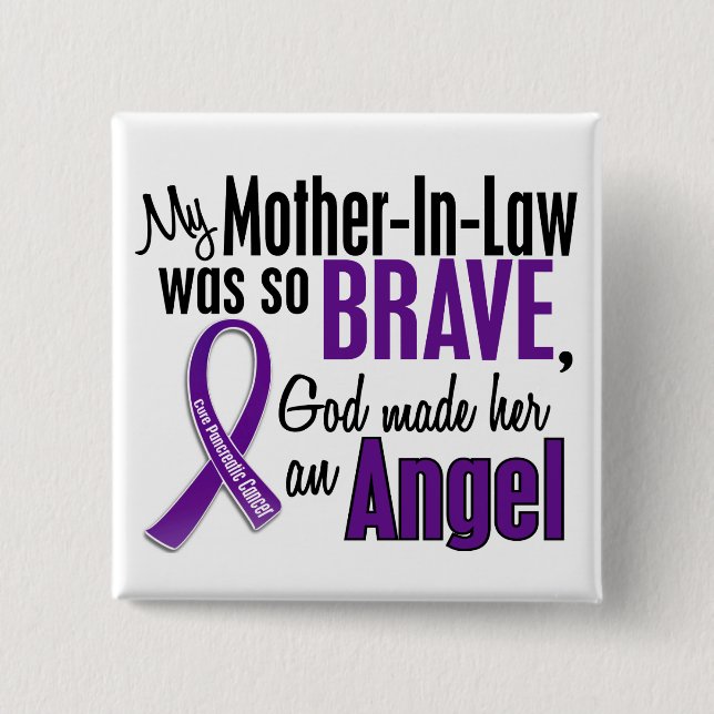 Bóton Quadrado 5.08cm Minha sogra é um câncer de pâncreas do anjo (Frente)