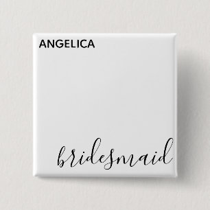 Bóton Quadrado 5.08cm Mínima Moderna Tipografia Casada Bridesmaid Gift