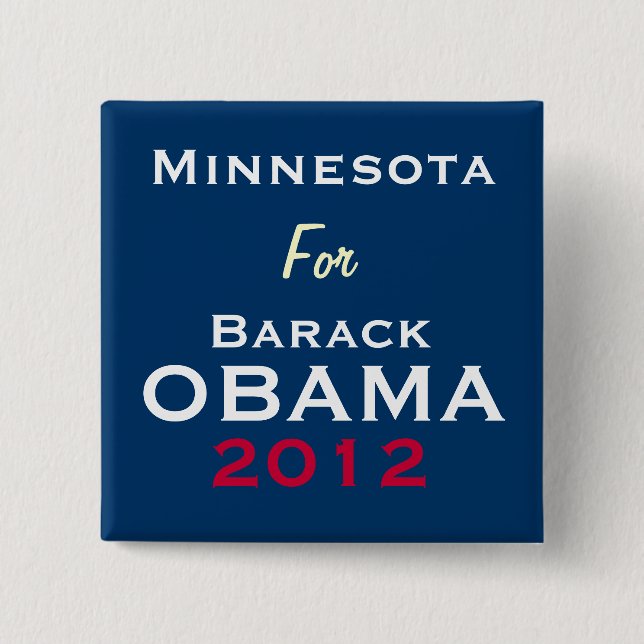 Bóton Quadrado 5.08cm MINNESOTA para o botão da campanha de OBAMA 2012 (Frente)