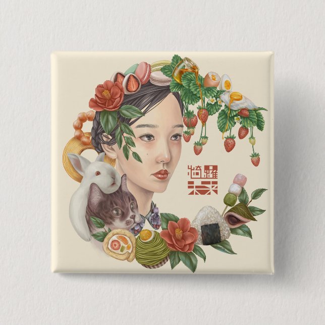 Bóton Quadrado 5.08cm Mira Kira & amigos (Frente)