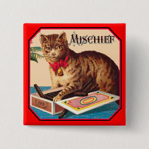 Bóton Quadrado 5.08cm Mischief o gato