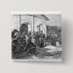 Bóton Quadrado 5.08cm Missão espanhola do Alamo