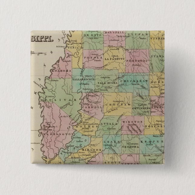 Bóton Quadrado 5.08cm Mississippi 11 (Frente)