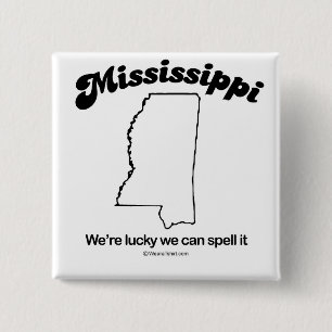 Bóton Quadrado 5.08cm MISSISSIPPI - de "t-shirt a da DIVISA do ESTADO