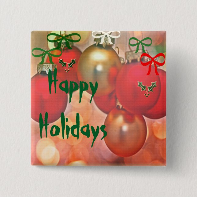 Bóton Quadrado 5.08cm Mistura de Natal e baubles (Frente)