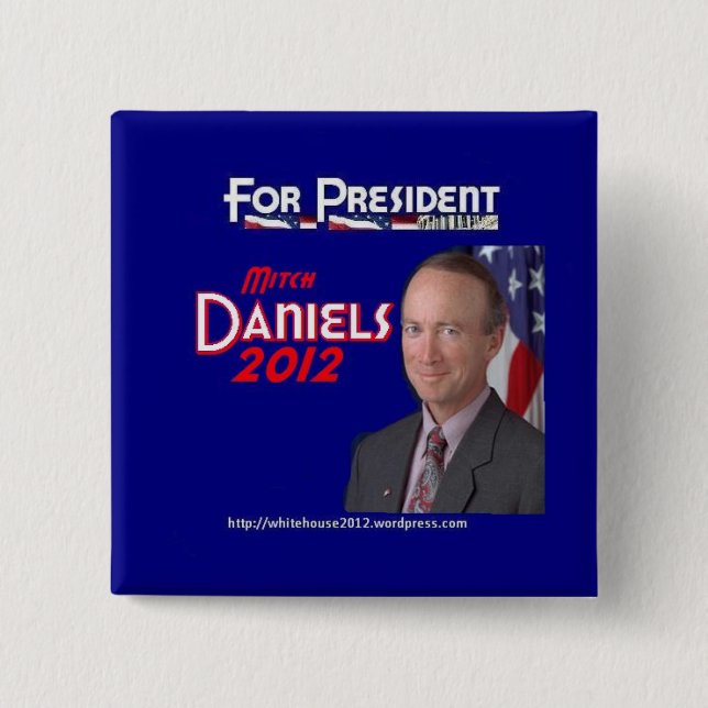 Bóton Quadrado 5.08cm Mitch Daniels para o presidente (Frente)