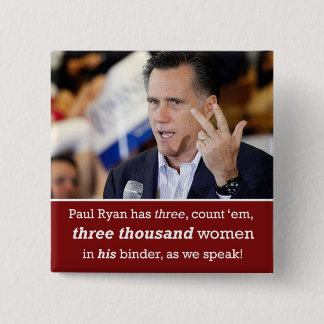 Bóton Quadrado 5.08cm Mitt Romney Botão "Cheio Binder of Women"