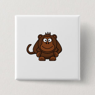 Bóton Quadrado 5.08cm Modelo bonito do macaco dos desenhos animados
