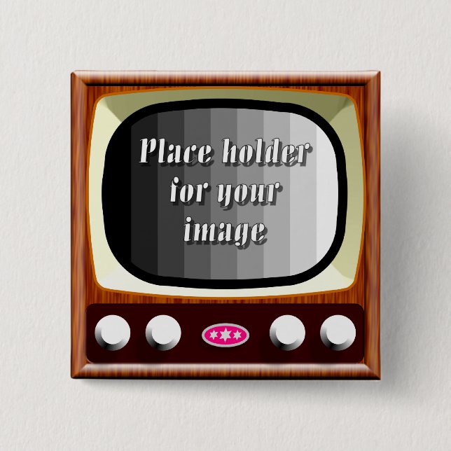 Bóton Quadrado 5.08cm modelo da televisão do 50 (Frente)