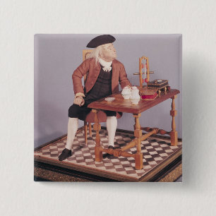Bóton Quadrado 5.08cm Modelo de Benjamin Franklin em sua mesa
