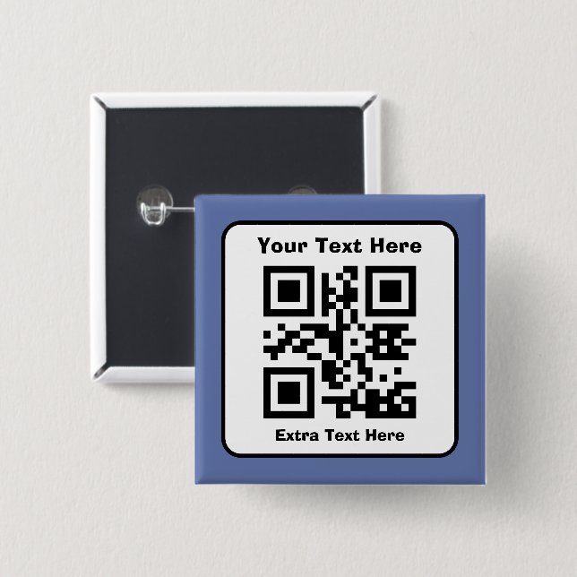 Bóton Quadrado 5.08cm Modelo de código QR escaneável com texto editável (Frente & Verso)