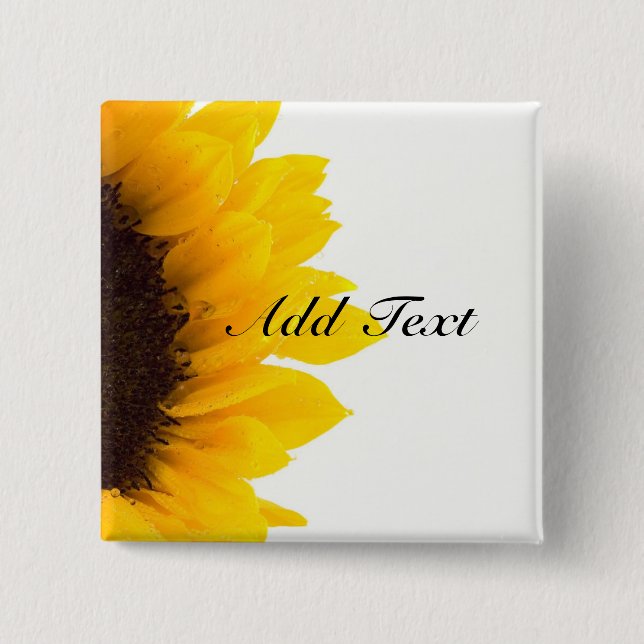 Bóton Quadrado 5.08cm Modelo de girassol (Frente)