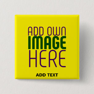 BÓTON QUADRADO 5.08CM MODELO DE TEXTO DE IMAGEM AMARELO SIMPLES EDITÁVEL