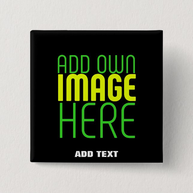 BÓTON QUADRADO 5.08CM MODELO DE TEXTO DE IMAGEM NEGRA SIMPLES EDITÁVEL M (Frente)