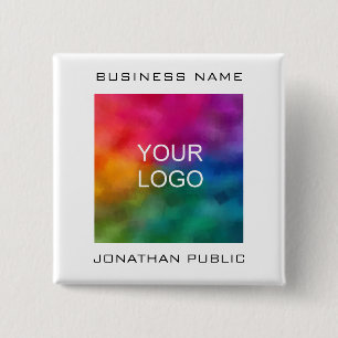 Bóton Quadrado 5.08cm Modelo de Texto do Logotipo Corporativo da Empresa